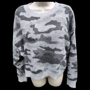 EUC American Eagle Gray Camo Sweater, Women's Size XS, Lightweight,‎ Long sleeve